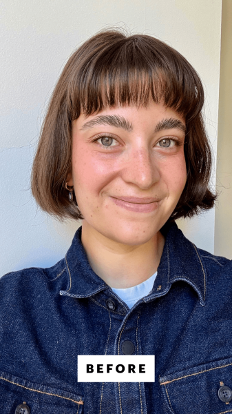 Felbin before applying the Clinique Almost Lipstick in Pink Honey